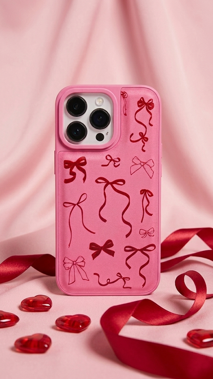Pink Bow Doodle iPhone Case