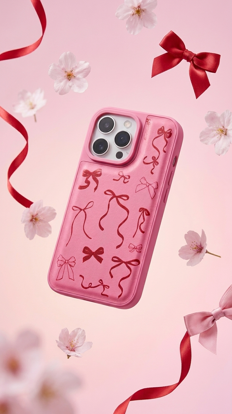 Pink Bow Doodle iPhone Case