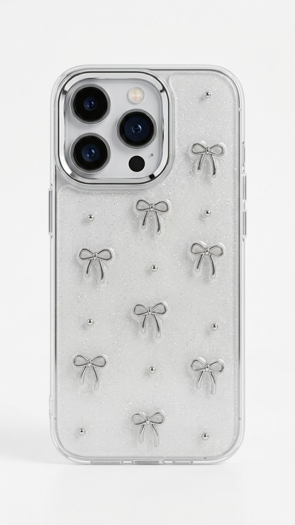 Transparent Glitter Bow iPhone Case