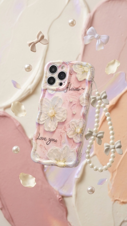 White Blossom Pastel iPhone Case with Charm