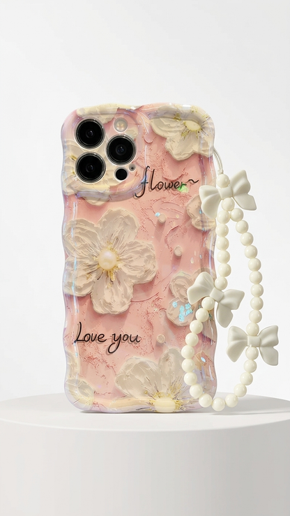 White Blossom Pastel iPhone Case with Charm