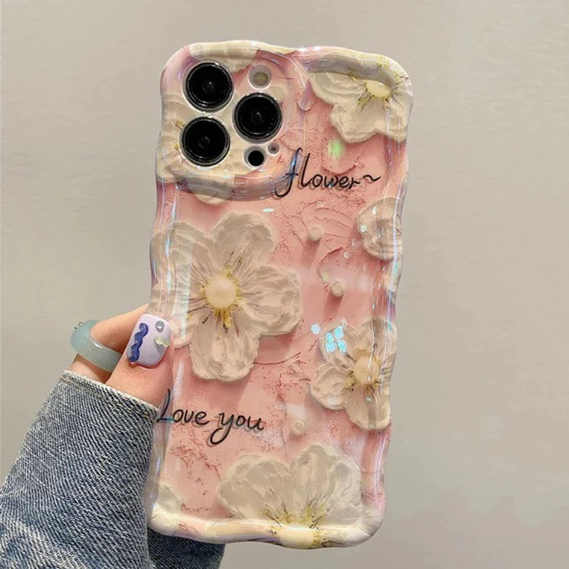 White Blossom Pastel iPhone Case with Charm